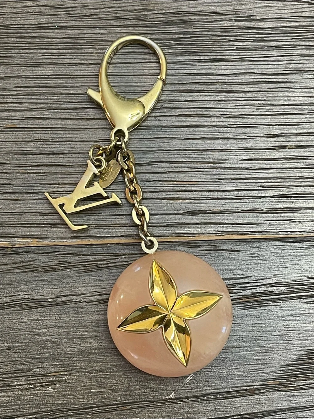 Louis Vuitton Gold Tone Hollow Rose Bag Charm